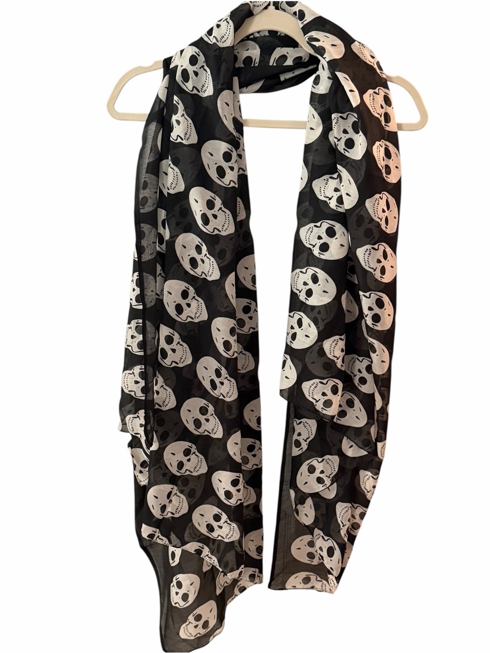 Raj Black White Skull Print Oversized Cotton Scarf Wrap Goth Punk NWT